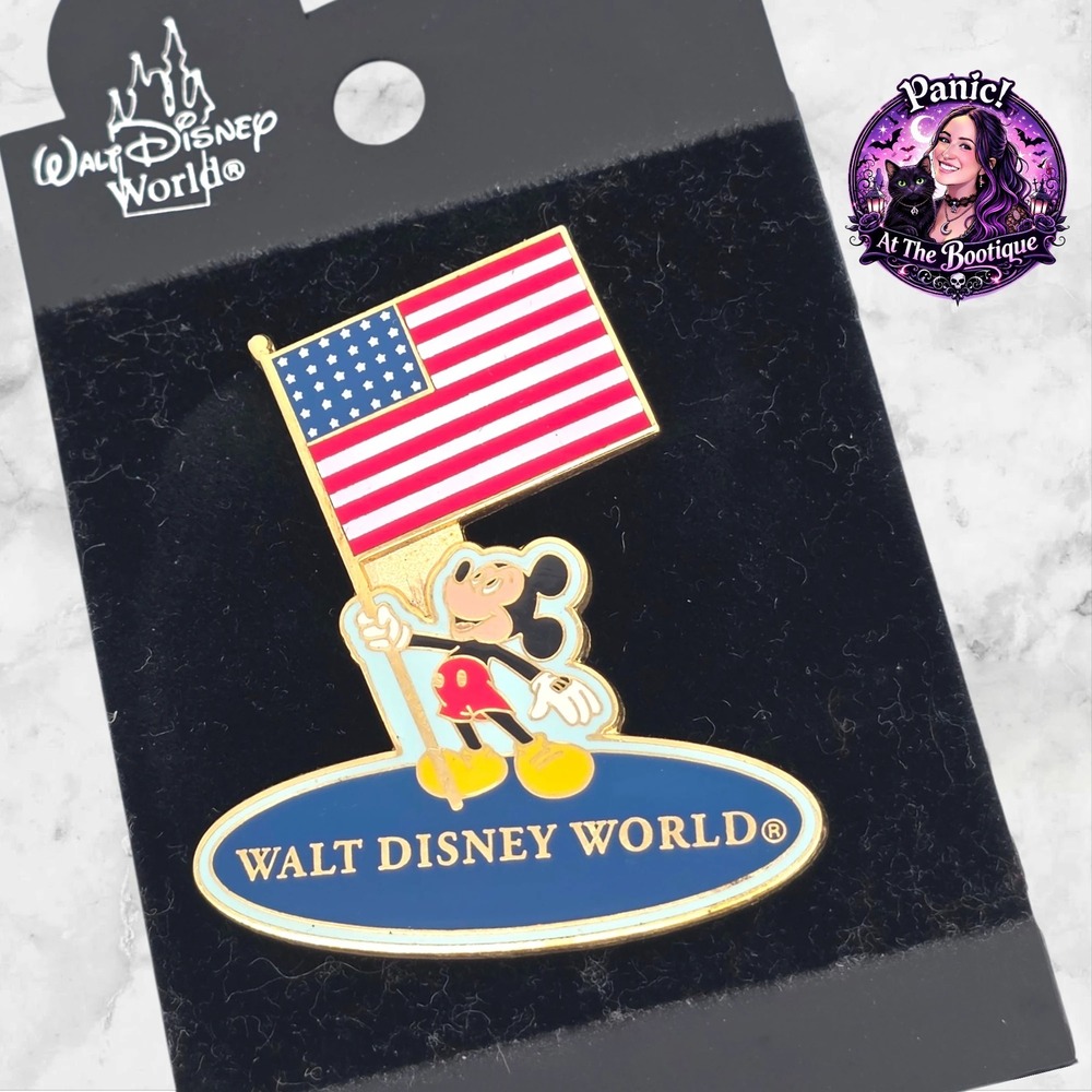 Disney Pin Mickey Mouse American Flag WDW Patriotic USA Enamel Vintage Retro